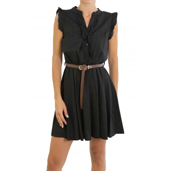 Vestito con cintura e rouge in cotone 